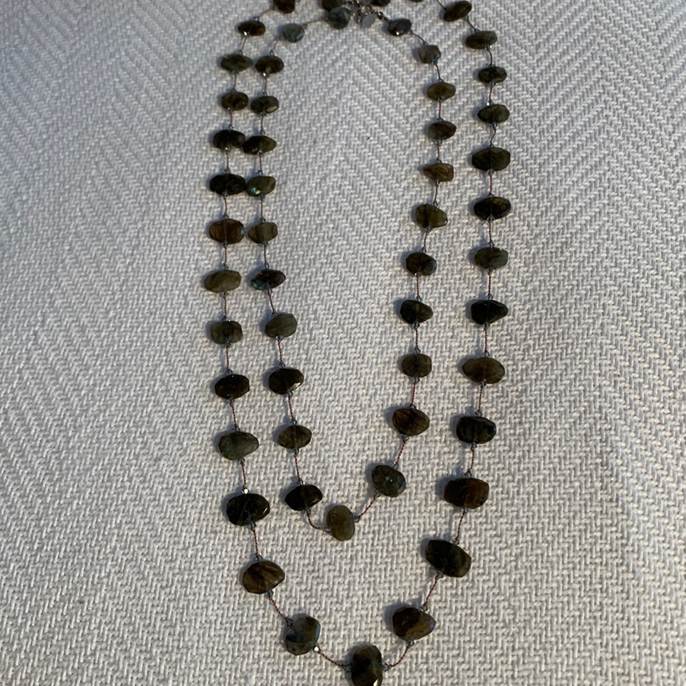 Margo Morrison Labradorite Nylon Knotted Necklace. Has a Beautiful Shimmer.